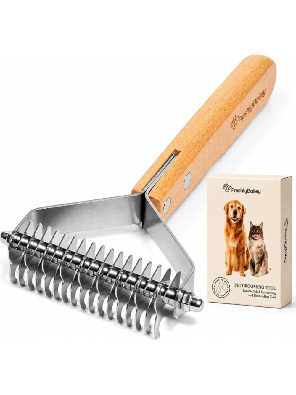 Pet Dematting Comb for Cats & Dogs - Mat Remover & Deshedding Undercoat Tool